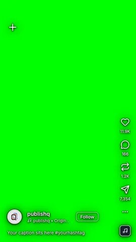 Instagram Reels safe zone template on a green screen, ready for a chroma key