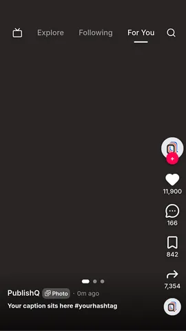 TikTok carousel safe zone template as a transparent PNG: the interface drawn over an empty 1080 by 1920 frame