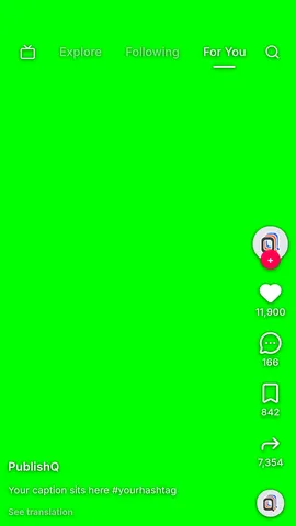 TikTok safe zone template on a green screen, ready for a chroma key