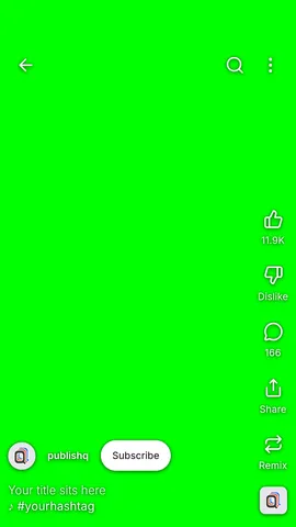 YouTube Shorts safe zone template on a green screen, ready for a chroma key